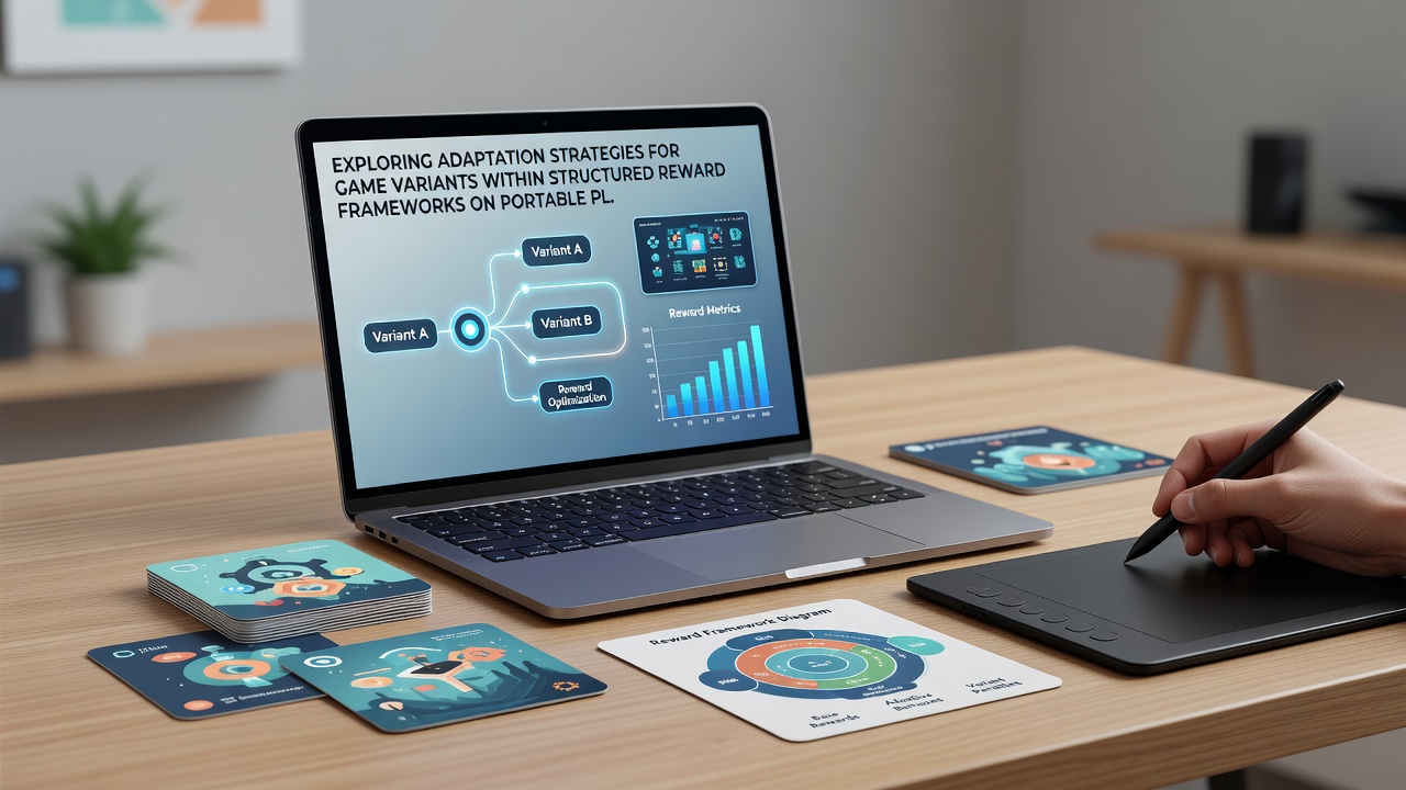 Portable device displaying adapted game variant within reward dashboard
