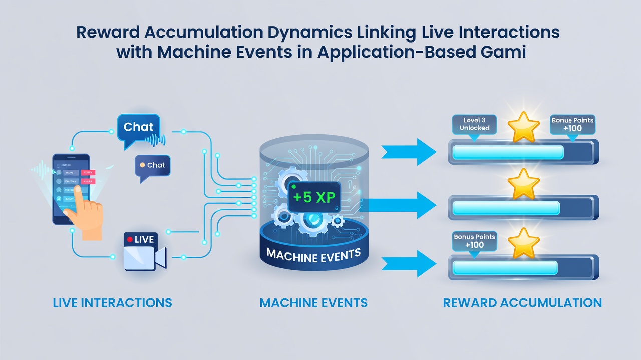Chart illustrating player progression through linked live and machine reward tiers in gaming apps