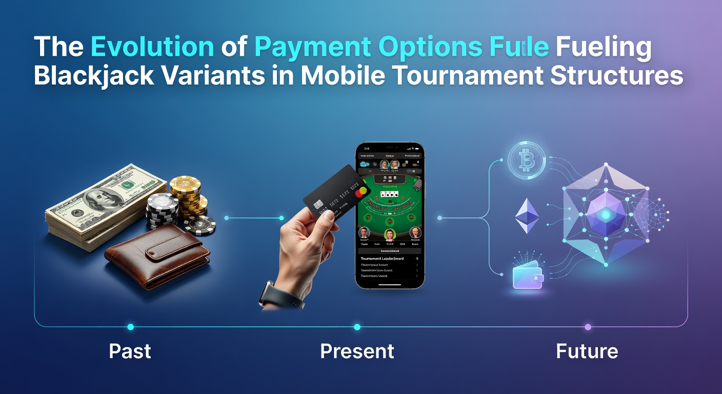 Mobile blackjack tournament interface showing digital payment integration and variant game options on a smartphone screen